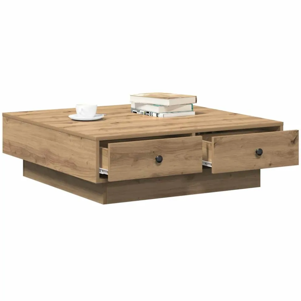 vidaXL Salontafel Artisan Eiken 90 x 90 x 28 cm Bewerkt hout, foto 2