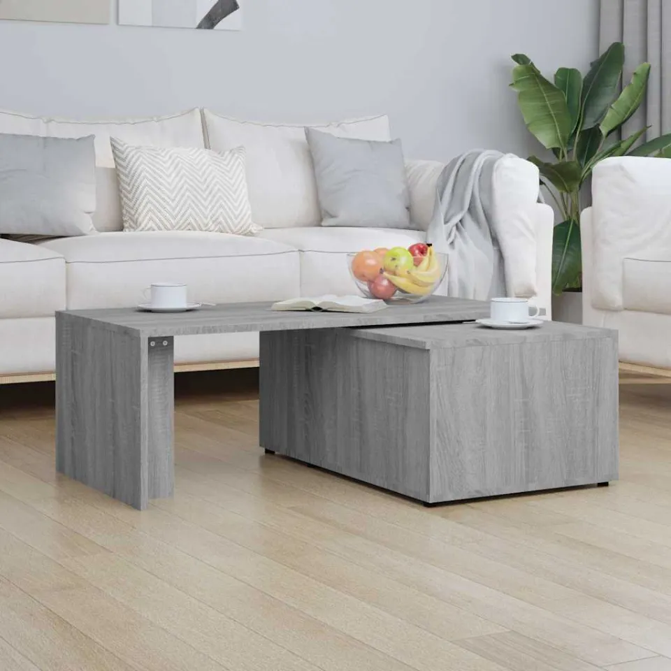 vidaXL Salontafel 150x50x35 cm bewerkt hout grijs, foto 3