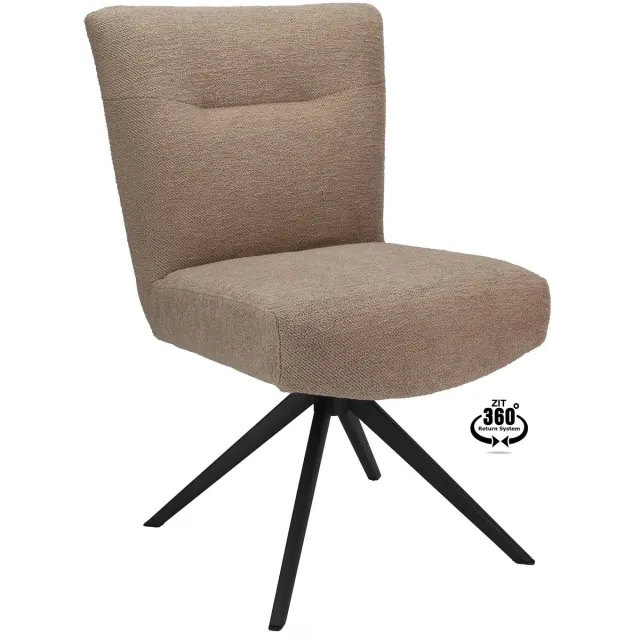 Icon Living Stoel Molly Stof Gear Liver Leg Black 360° Return-system Bruin