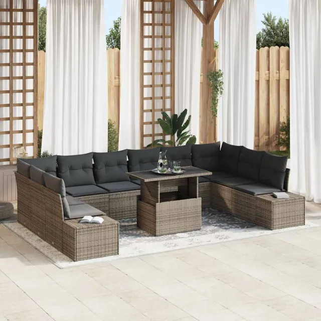 vidaXL Tuin Sofa Set 11 st Grijs poly rattan, foto 2