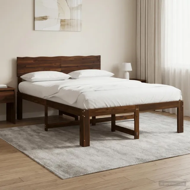 vidaXL Tweepersoonsbed met hoofdeinde ROSTOCK Donkerbruin 140 x 190 cm