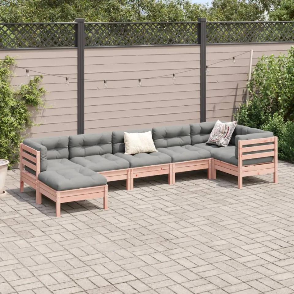 vidaXL 7-delige Loungeset met kussens massief douglas vurenhout bruin, foto 2