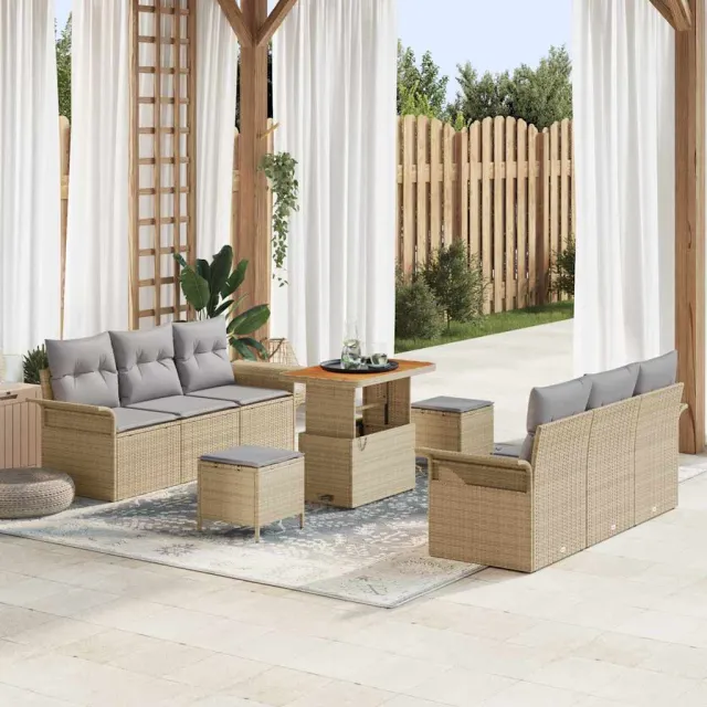vidaXL Tuinbankenset 9 st Beige poly rattan