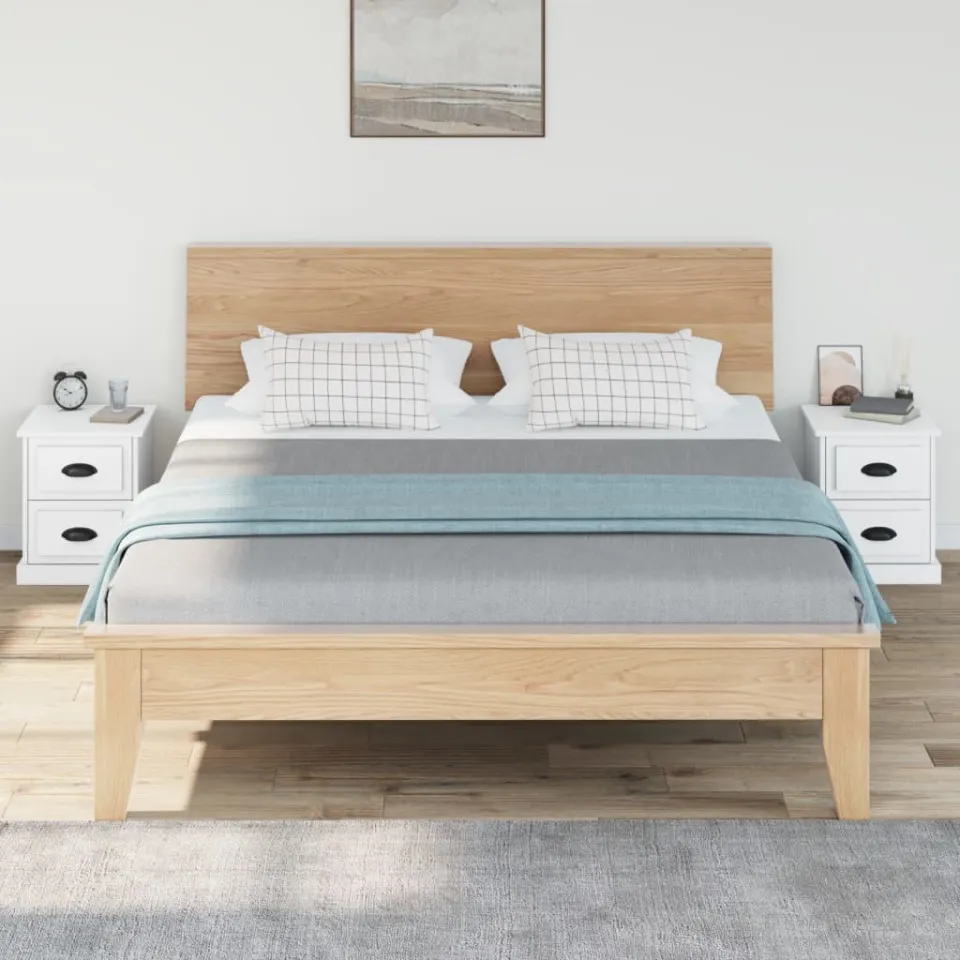 vidaXL Nachtkastjes 2 st 39x39x47,5 cm bewerkt hout wit, foto 3