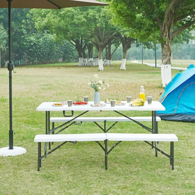 Klaptafel Ljusnarsberg tuintafel rechthoek 180x75x72 cm wit [en.casa]