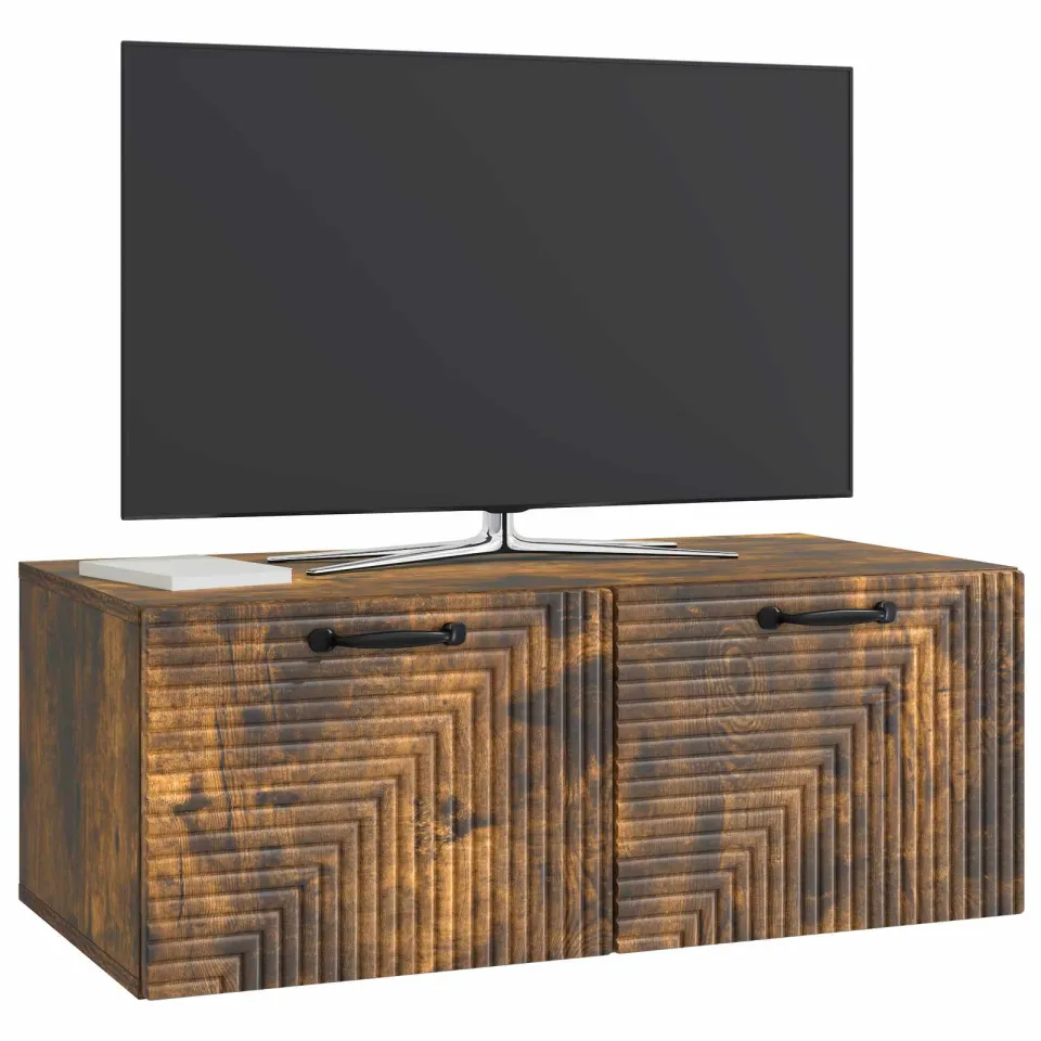 vidaXL Wandbeugel TV-kast Gerookt eiken 78,5 x 41 x 30 cm Bewerkt hout, foto 2