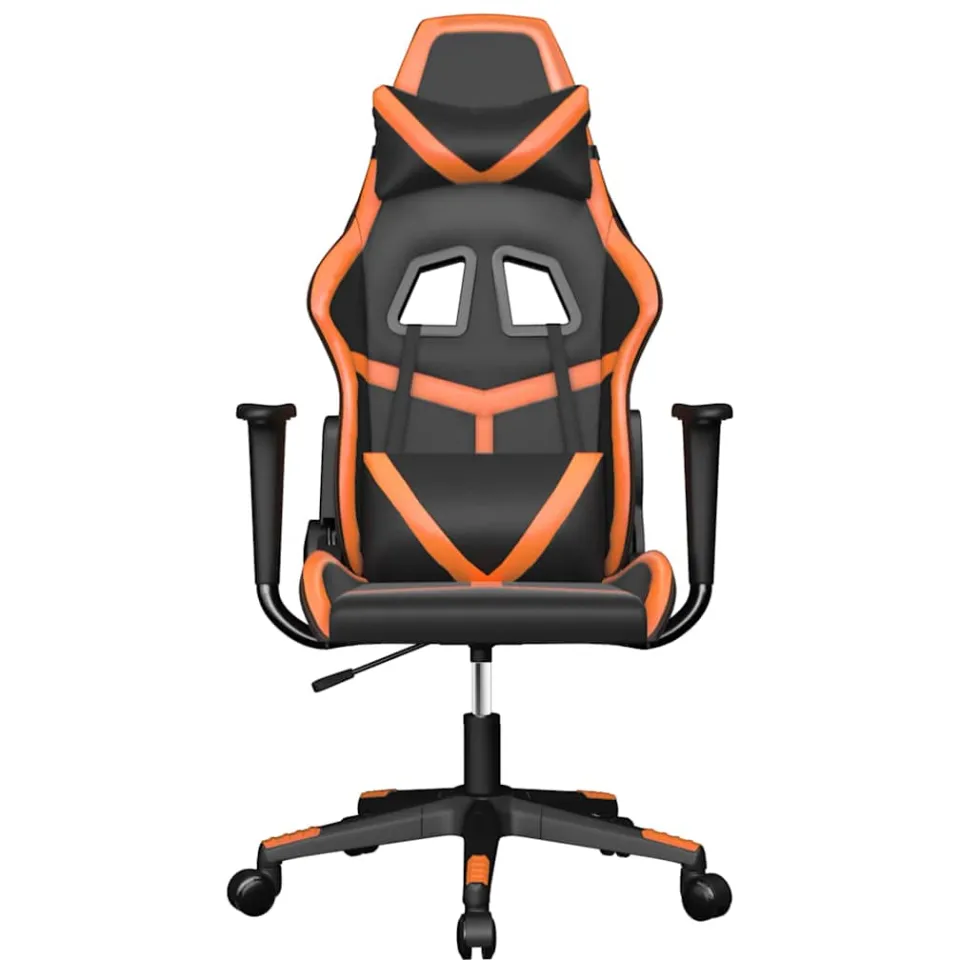 vidaXL Massage gamestoel kunstleer zwart en oranje