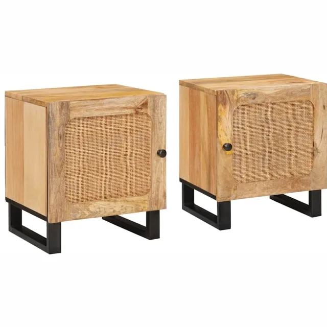 vidaXL Nachtkastje 2 st Naturel 40 x 33 x 46 cm Bruin