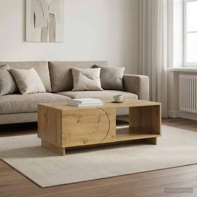 vidaXL Salontafel Artisan eiken 95 x 50,5 x 35 cm Bewerkt hout Bruin
