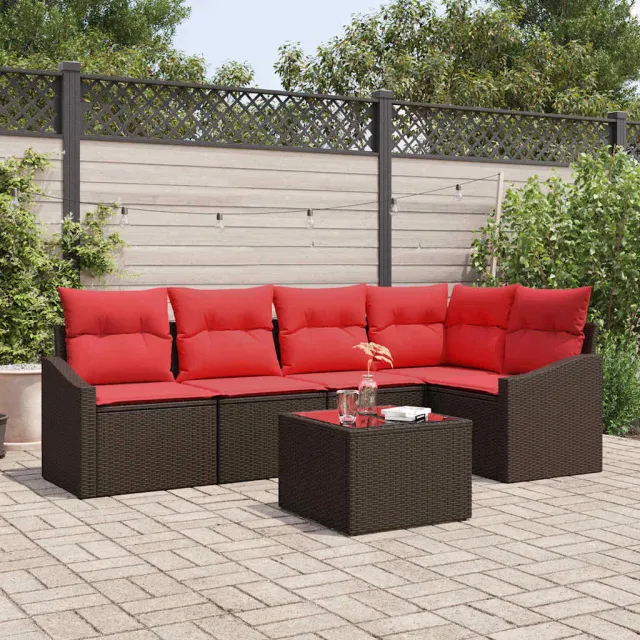 vidaXL Bankstel 6 st Bruin poly rattan, foto 2
