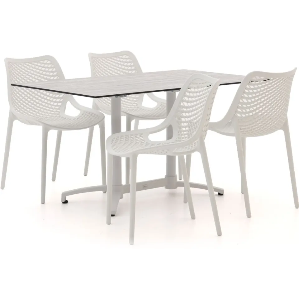 Forza Furniture Forza Ripi/Canzo 140cm dining tuinset 5-delig stapelbaar inklapbaar Grijs