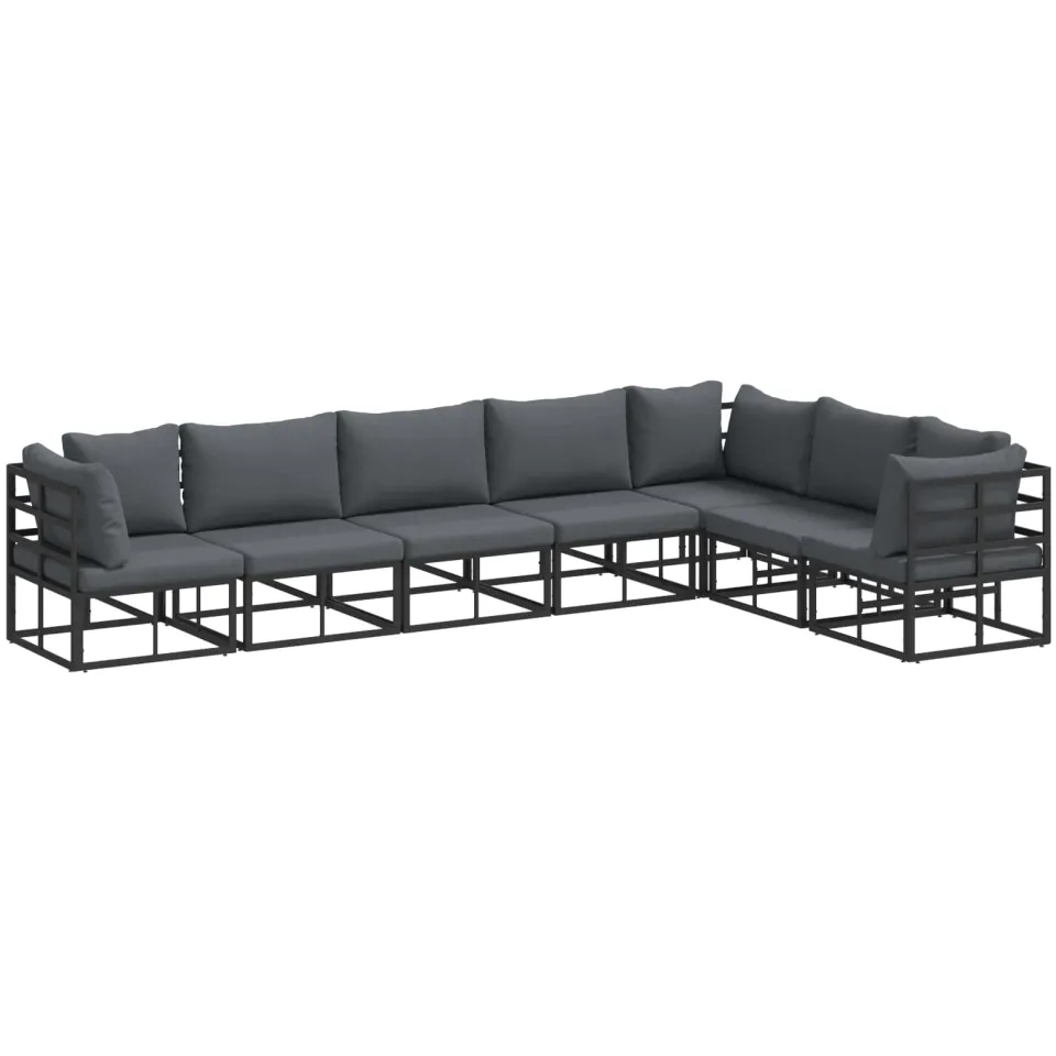 vidaXL Tuinbankenset 7 st Zwart Aluminium