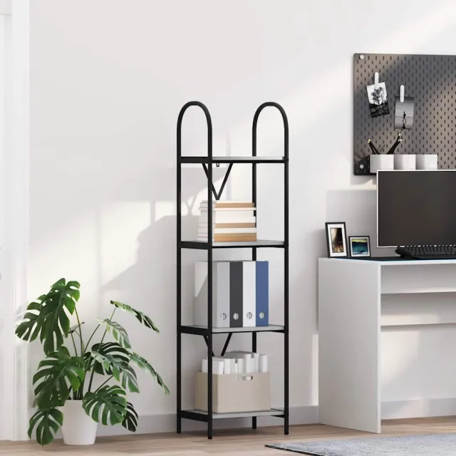 vidaXL Boekenkast 4-laags 40 x 30 x 146 cm Bewerkt hout Grijs Sonoma, foto 2