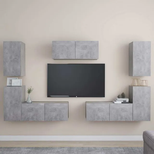 vidaXL 7-delige Tv-meubelset bewerkt hout betongrijs grijs, foto 2