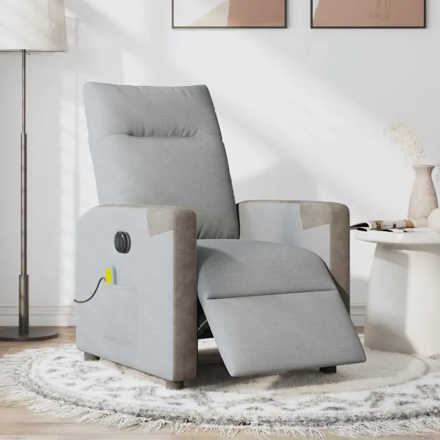 vidaXL Massagestoel elektrisch verstelbaar stof lichtgrijs