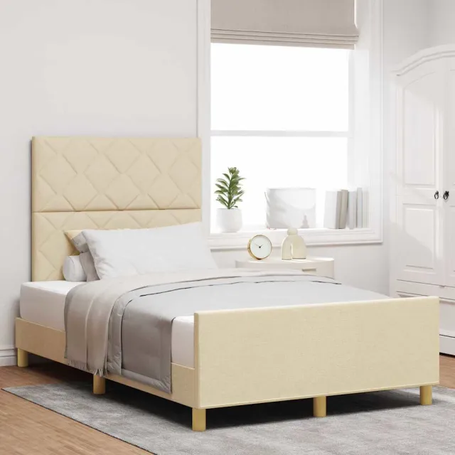 vidaXL Bedframe met hoofdeinde Crème 120 x 200 cm Stof