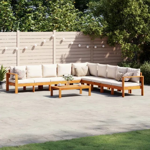 vidaXL 6-delige Loungeset met kussens massief acaciahout Crème