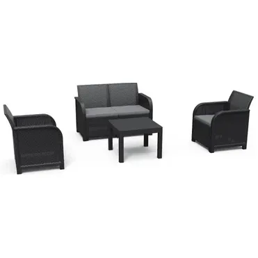 Keter Loungeset Rosalie - Wicker/kunststof - Antraciet - 4 Personen Grijs