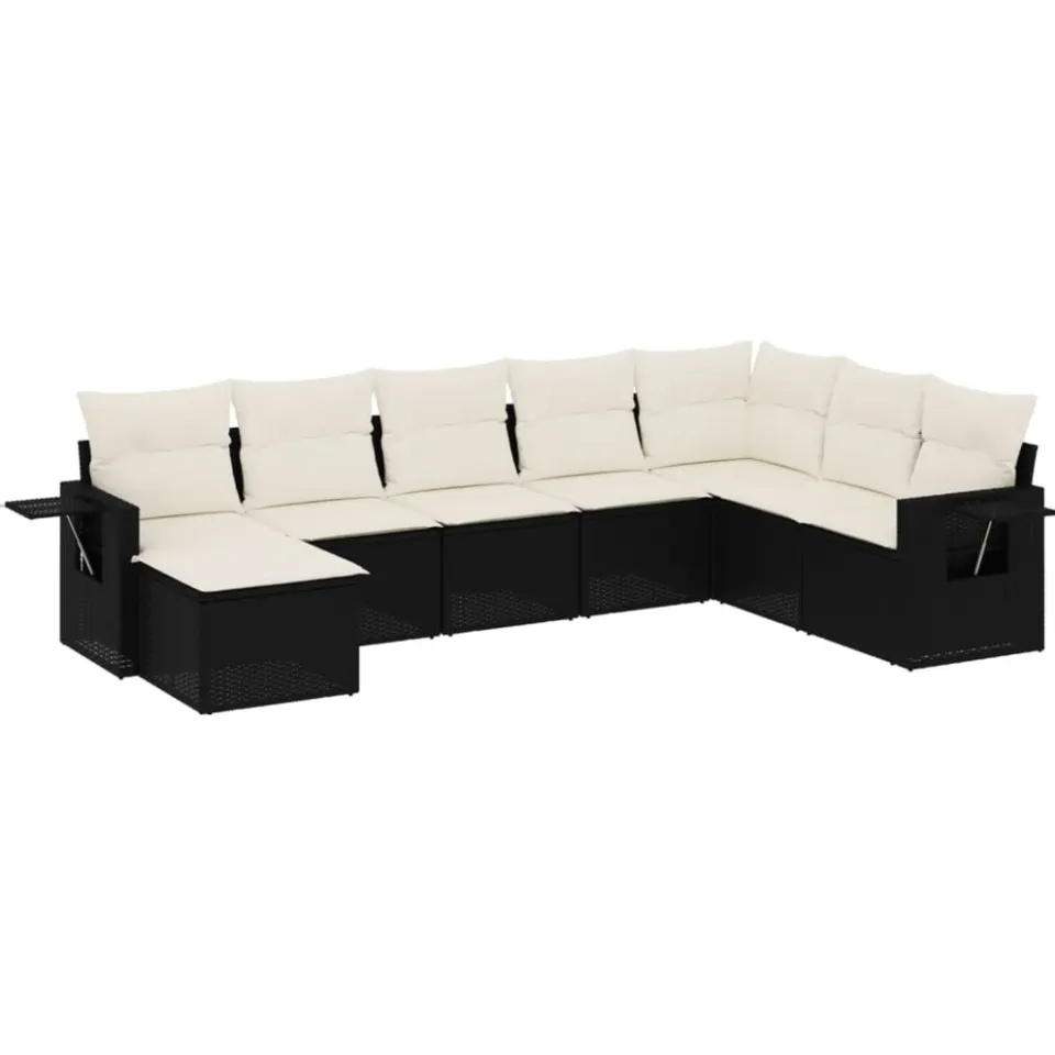 vidaXL 8-delige Loungeset met kussens poly rattan zwart, foto 3