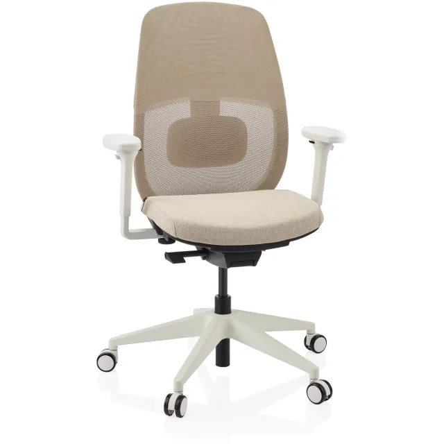 Ergonomische bureaustoel Skandis zonder hoofdsteun beige / wit frame hjh OFFICE