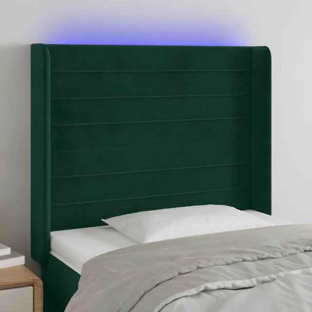 vidaXL Hoofdbord LED 83x16x118/128 cm fluweel donkergroen groen