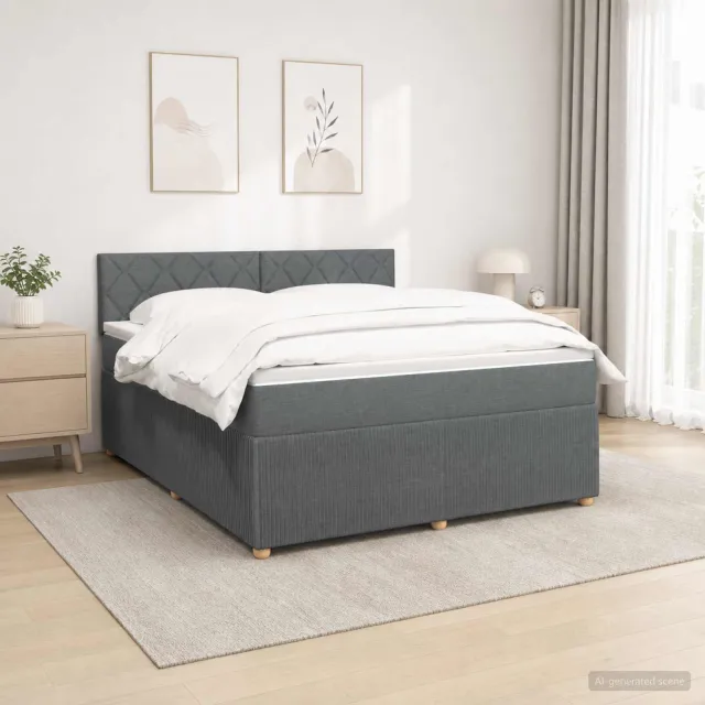 vidaXL Boxspringbed met matras Donkergrijs 180 x 200 cm Stof