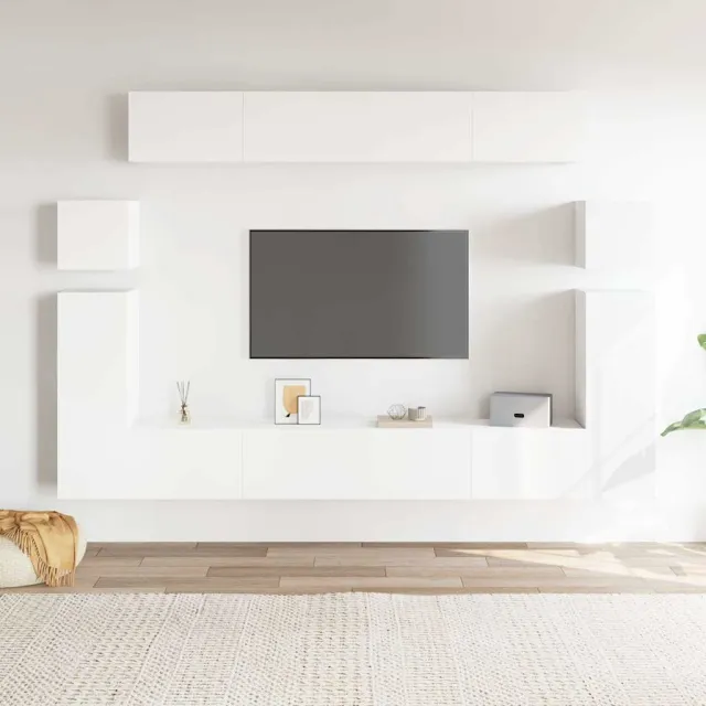 vidaXL 8-delige Tv-meubelset bewerkt hout wit