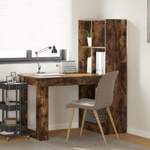 vidaXL Bureau Gerookt eiken 122 x 67 x 145 cm Bewerkt hout