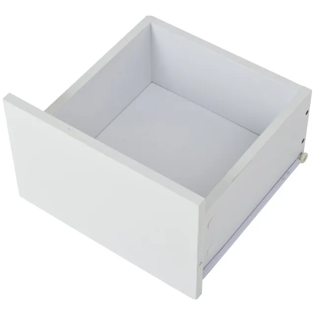 MUVANO Vierkante Salontafel Met 3 Lades - Moderne Woonkamertafel - Salontafel Met Opbergruimte - 70x70x31,5cm - Ruimtebesparend - Woonkamer Wit En Houtkleur