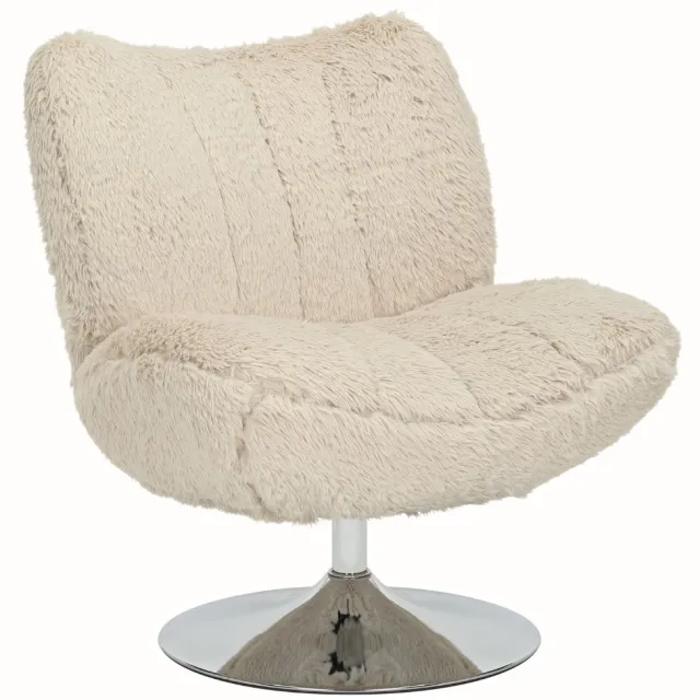 DÉJA Living Draaifauteuil Morten - Taupe Fluffy/Chrome - 70x78x82cm