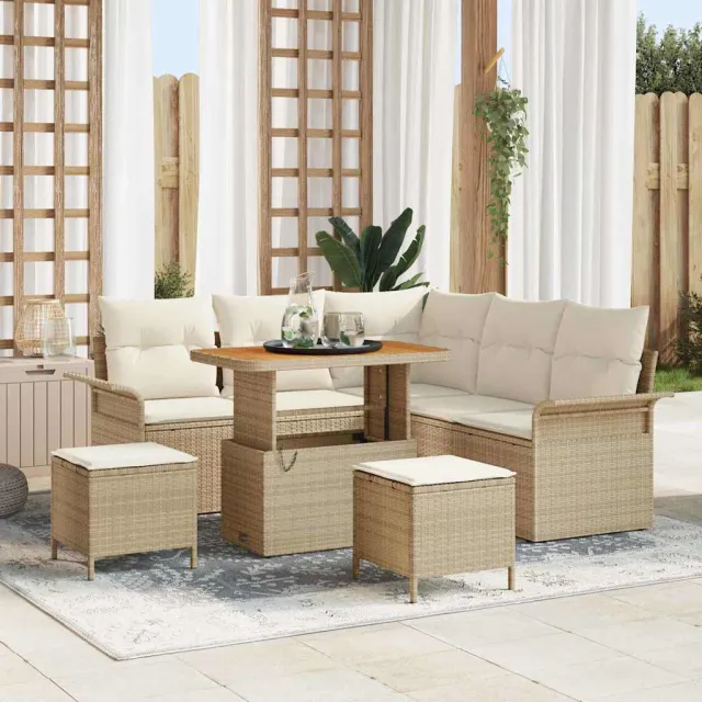vidaXL Tuinbankenset 8 st Beige poly rattan, foto 2
