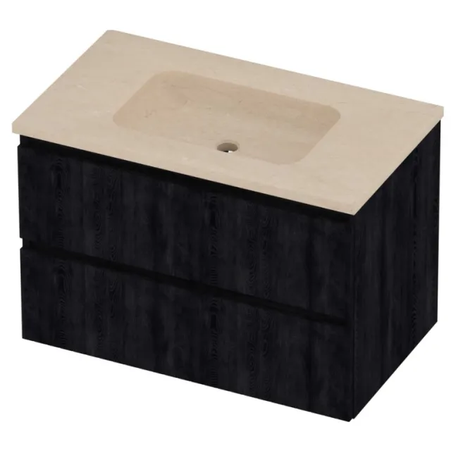 Proline Rollo Badmeubelset Hardsteen Elegant Zonder Kraangat 80x46x54 cm Sand Stone Charcoal Oak Eiken
