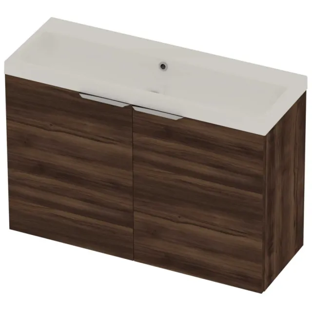 Basic-Line Pretty 36 Badmeubelset Polystone Zonder Kraangat 100x36x70 cm Barista Oak Glans Wit