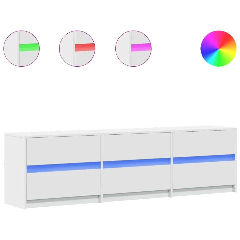 vidaXL Tv-meubel met LED 180x34x50 cm bewerkt hout wit, foto 3