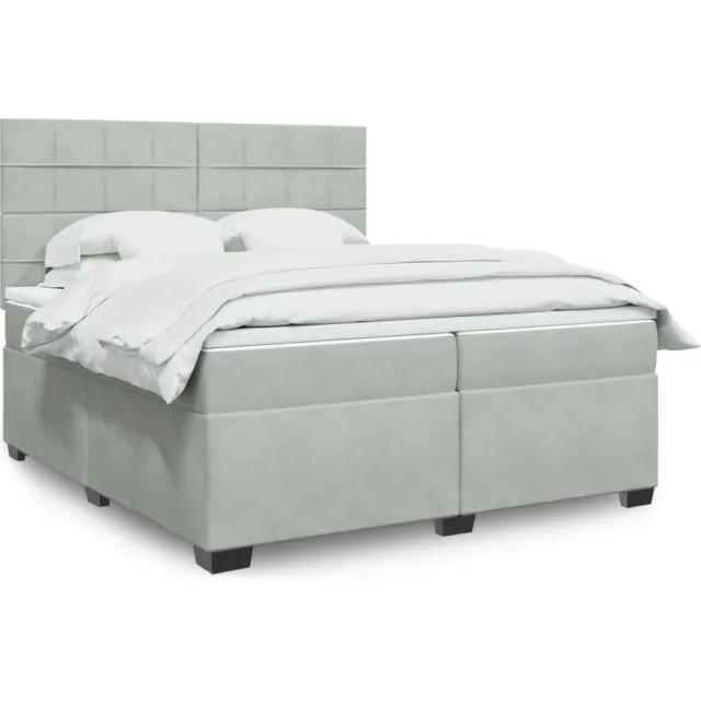 vidaXL Boxspring met matras fluweel lichtgrijs 200x200 cm grijs