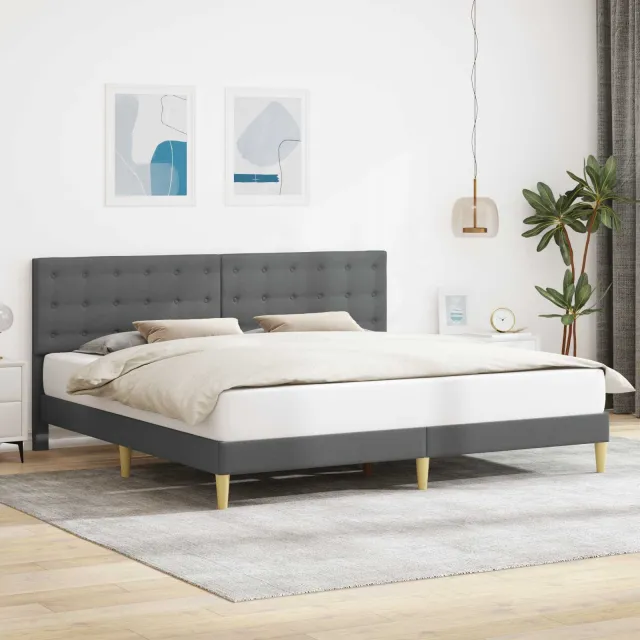 vidaXL Bedframe met hoofdeinde Donkergrijs 180 x 200 cm Stof