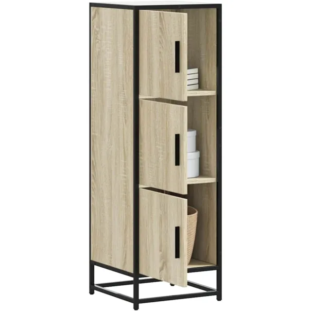 vidaXL Hoge kast 35,5x35x106,5 cm bewerkt hout en metaal sonoma eiken Bruin