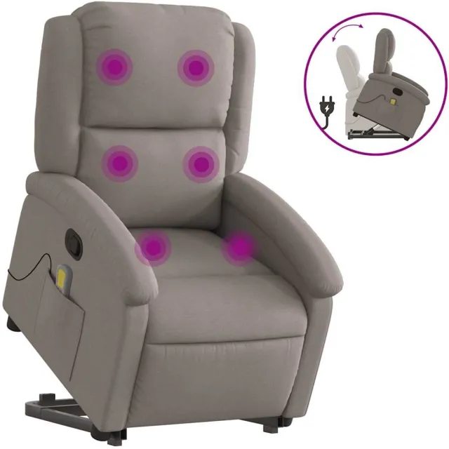 vidaXL Sta-op-massagestoel - verstelbaar - stof - taupe