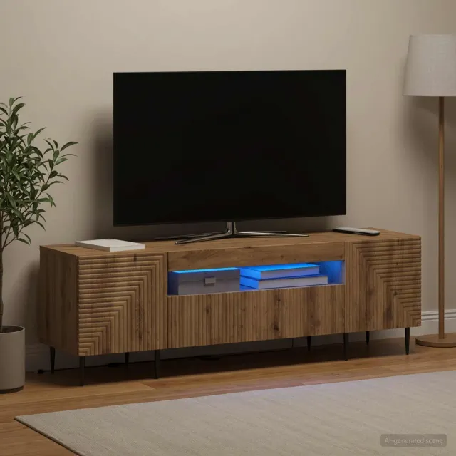 vidaXL LED tv-meubel HAARLEM 153 x 35 x 43 cm Artisanaal eiken, foto 2