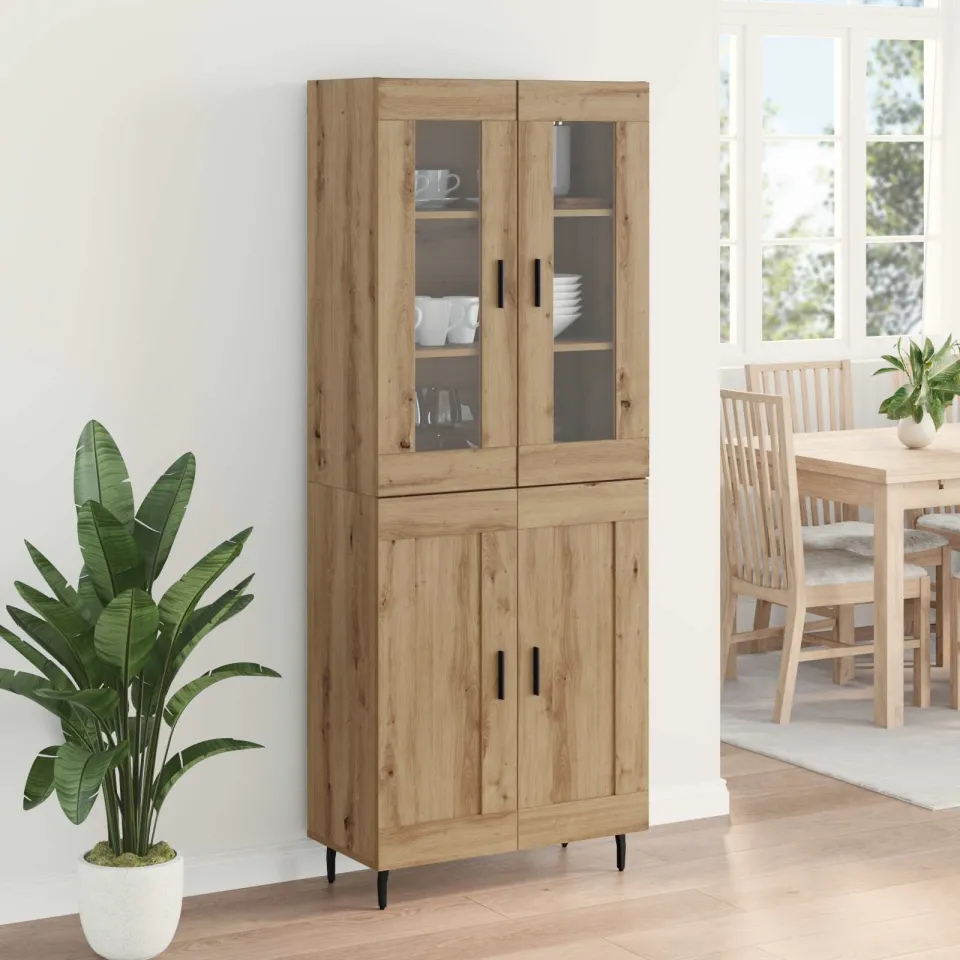 vidaXL Hoge kast 2 st Artisan Eiken 69,5 x 34 x 180 cm Bewerkt hout, foto 4