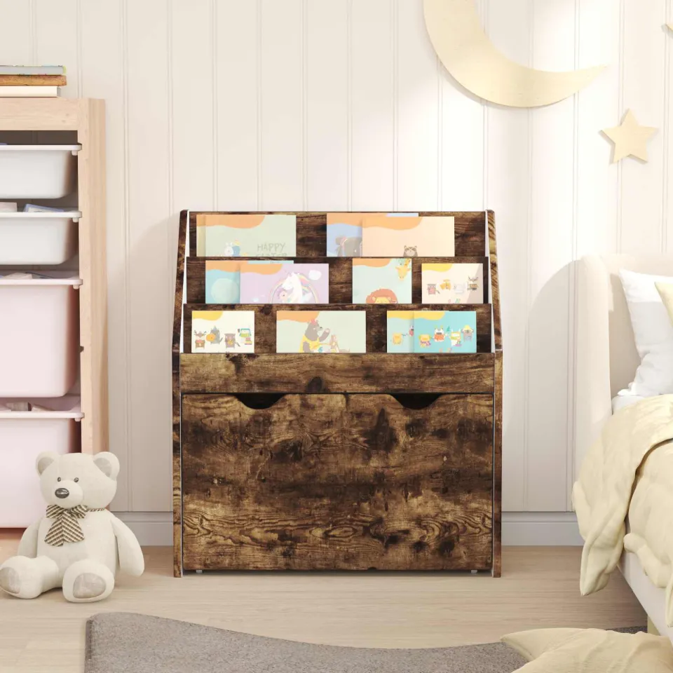 vidaXL Kinderen Boekenkast met lade Gerookt eiken 60 x 29,5 x 69 cm, foto 4