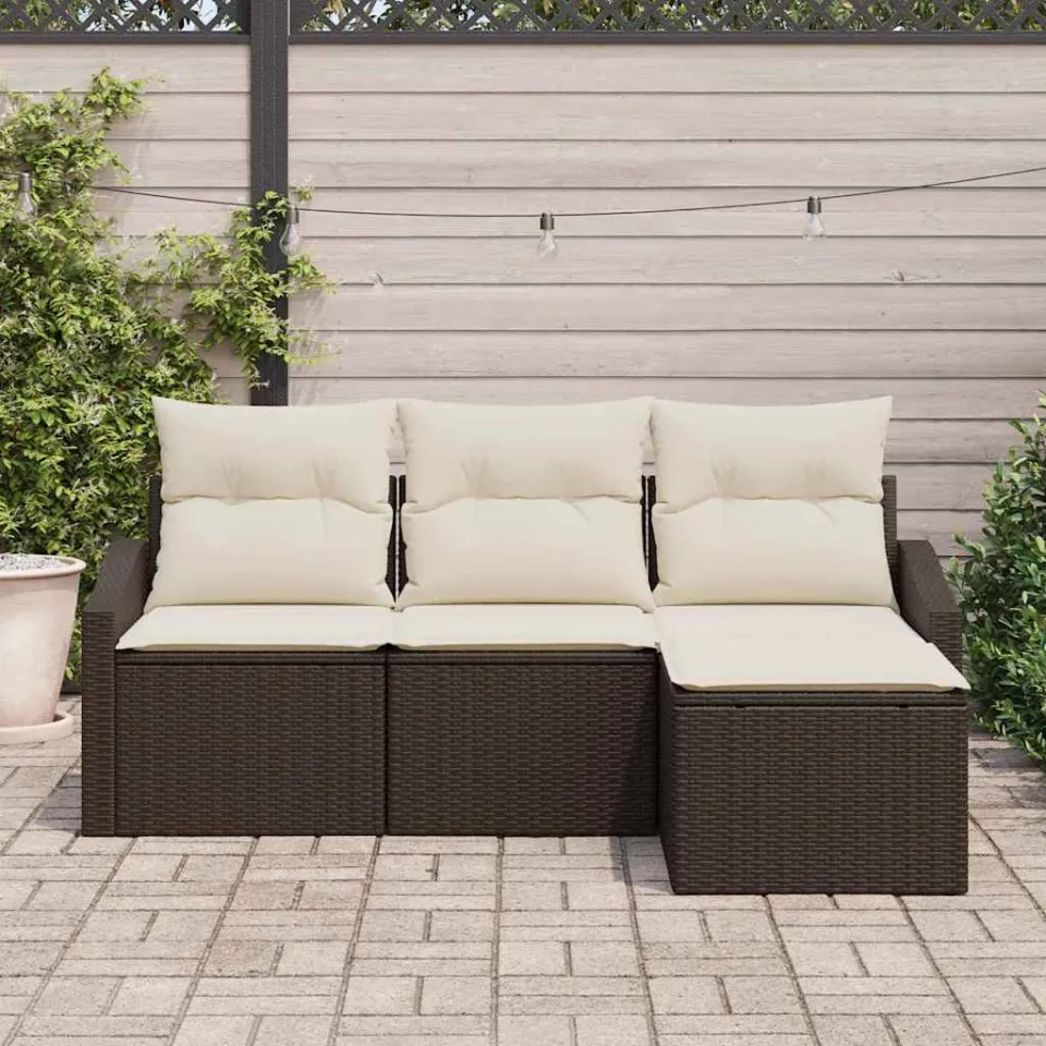 vidaXL Bankstel 4 st Bruin poly rattan, foto 3