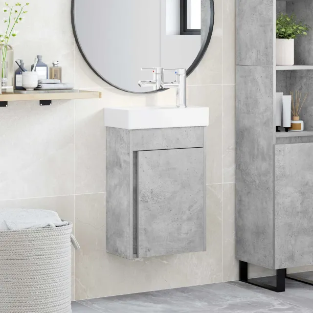vidaXL Badkamermeubel met kraan Betongrijs 40,5 x 22,5 x 62 cm