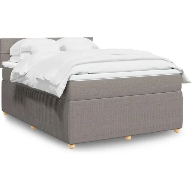 vidaXL Boxspring met matras stof taupe 140x190 cm