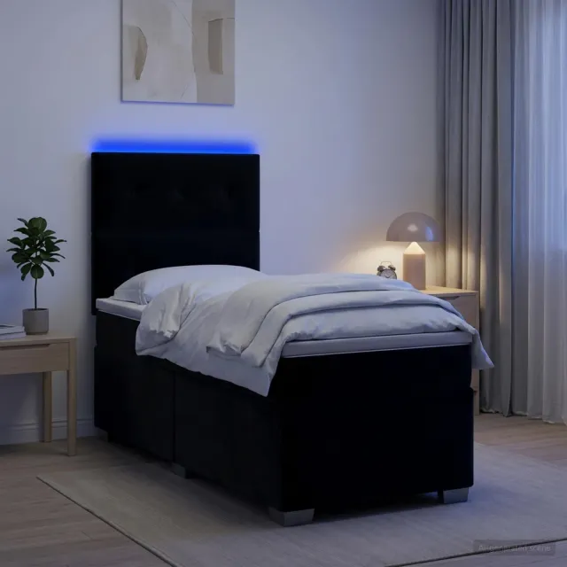 vidaXL Boxspringbed met matras Zwart 100 x 200 cm Fluweel