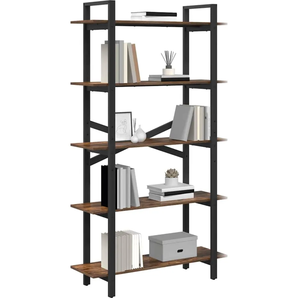 vidaXL Boekenkast 5-laags 100 x 33,5 x 178 cm Bewerkt hout Bruin