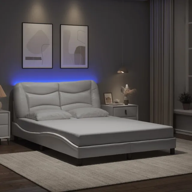 vidaXL Bedframe met LED zonder matras "Hvar" wit 120x200 cm
