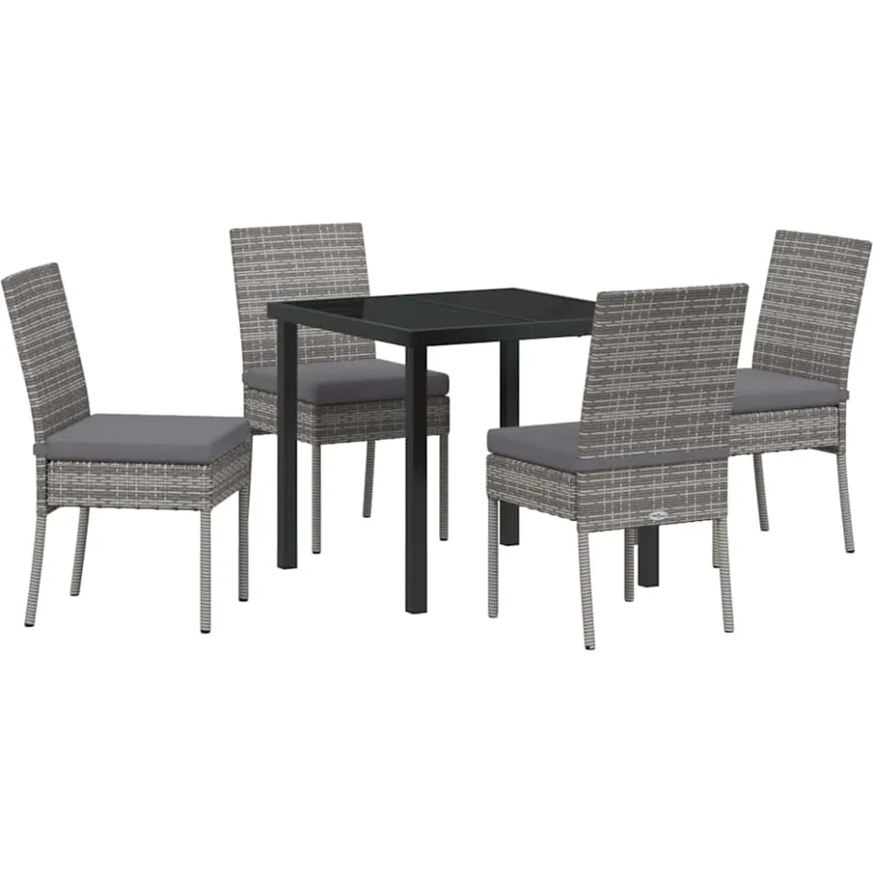 vidaXL Tuin eettafelset 5 st Grijs Gepoedercoat staal