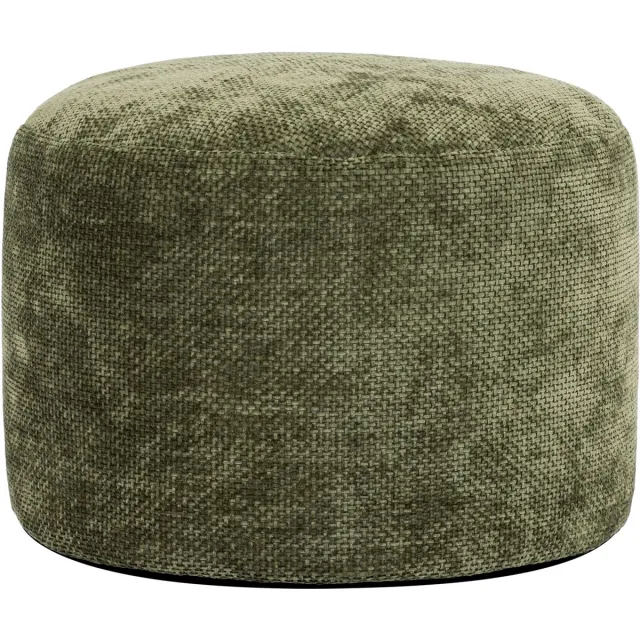 Icon Milano Poef - Ronde Zitzak Hocker - Chenille - Olijfgroen
