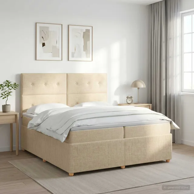vidaXL Boxspringbed met matras Crèmekleurig 200 x 200 cm Stof